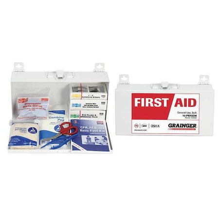 First Aid Only First Aid Kit and Housing, Metal 76 Components, 10 People Served 54621