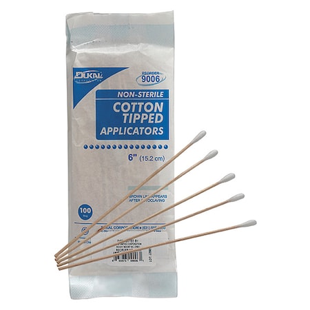 FIRST AID ONLY Cotton Tip Swab, Non-Sterile, 6 in., PK100 90933