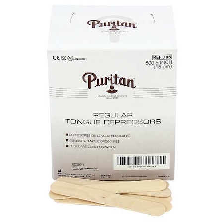 First Aid Only Tongue Depressors, Wood, 6 in L, 3/4 in W 25-950