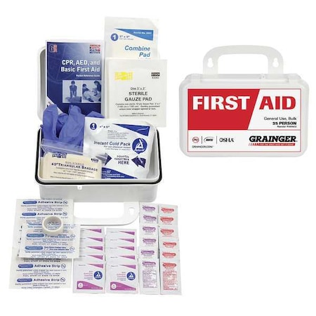 Zoro Select First Aid Kit and Housing, Plastic 68 Components, 25 People Served 54630