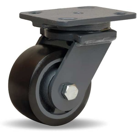 Hamilton Plate Caster, Swivel, Poly, 4 in., 975 lb., Blk S-WH-4DB70-4SL-FB