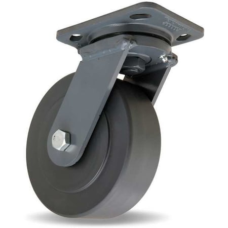 Hamilton Plate Caster, Swivel, Nylon, 6 in., 2000 lb, Blk S-WH-6NYB-4SL-FB