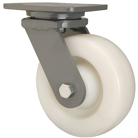 Hamilton Plate Caster, Swivel, Nylon, 6 in., 1000 lb, Wht S-WH-6WNB