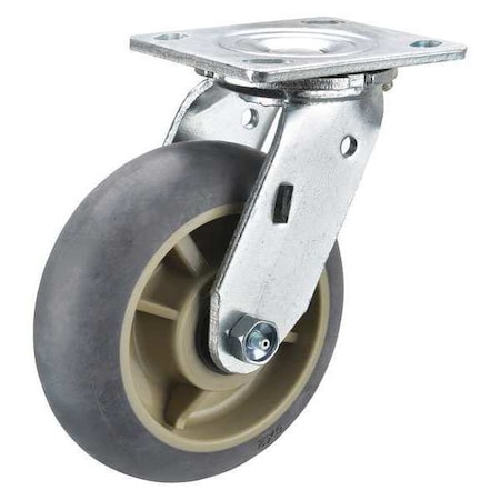 Zoro Select Swivel Plate Caster, 600 lb., Roller P21S-RCP060R-14-H7