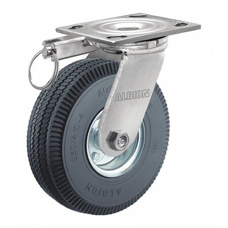 Zoro Select Swivel Caster w/Swivel-Lock, Rubber, 8 in, 295 lb 16FF08527SL