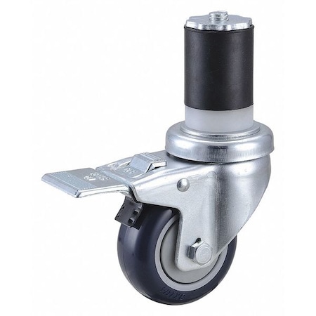 Zoro Select Swivel Stem Caster w/Brake, 3 in., 250 lb. 49H627
