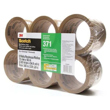Scotch Carton Sealing Tape, 50m L, 72mm W, PK6 371