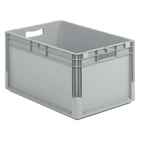 Ssi Schaefer Solid & Stackable Straight Wall Storage Container, 16.9 gal, 24 in L x 16 in W x 13 in H, Gray ELB6320.GY1