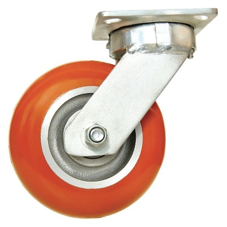Zoro Select Kingpinless Swivel Plate Caster, Polyurethane, 1000 lb 49H866