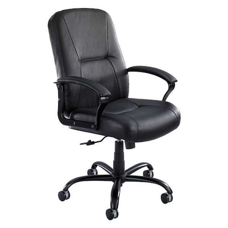 Safco Big and Tall Chair Big and Tall Desk Chair, 19-1/2" Height, Leather, Black 3500BL