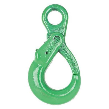 Campbell Chain & Fittings 9/32" Cam-Alloy Eye Self Locking Hook, Grade 100, Painted Green 5648495