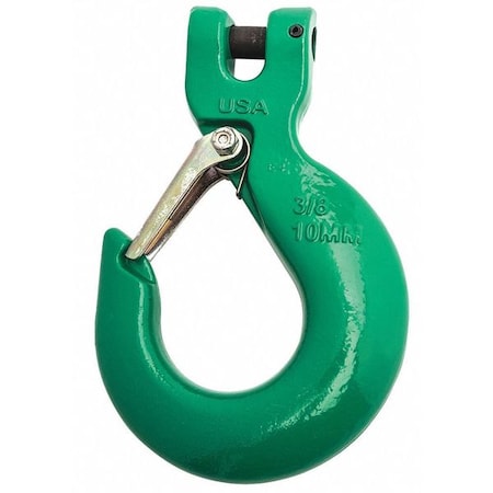 Campbell Chain & Fittings 3/8" Quik-Alloy PL Sling Hook w/Latch, Grade 100, Painted Green 5746695PL