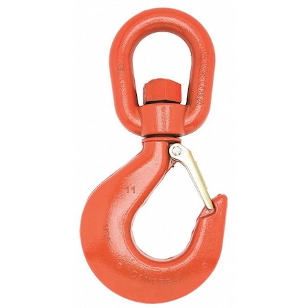 Campbell Chain & Fittings No. 4 Alloy Latched Swivel Hoist Hook, 2 Ton PL, Forged Alloy, Painted Orange 3952415PL