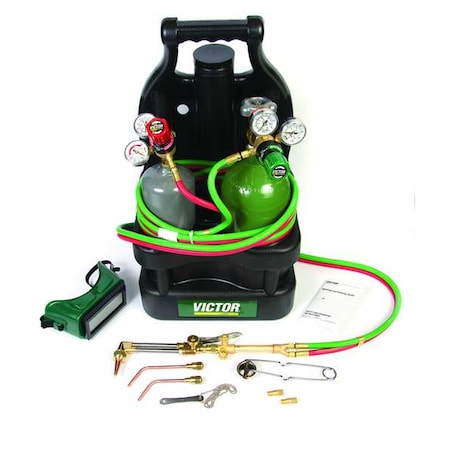 Victor Gas Welding Outfit, G150 Series, Acetylene, Welds Up To 1/4 in CGA-200, CA1260, 0-W-J, 2-W-J 0384-0948