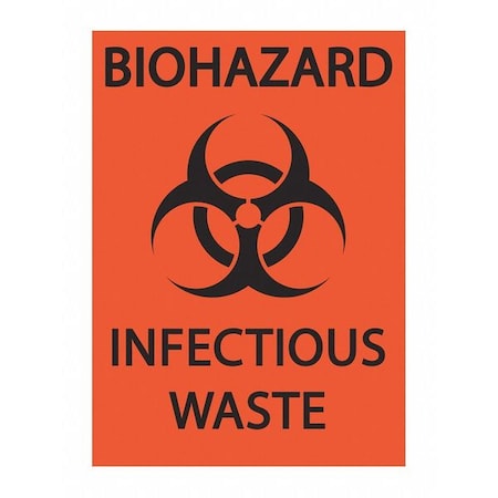 Zing Biohazard Sign, 10 in H, 7 in W, Plastic, Rectangle, English, 1915 1915