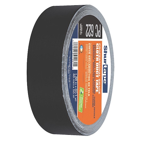 Shurtape Duct Tape, Black, 60-1/8 yd L, 1-7/8 in W 145083