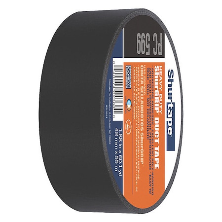 Shurtape Duct Tape, Black, 60-1/8 yd L, 1-7/8 in W 105462