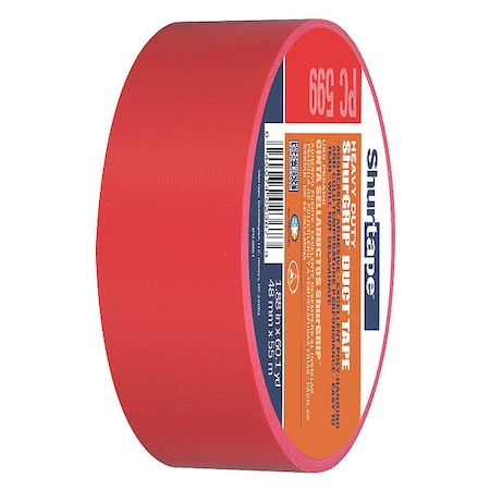 Shurtape Duct Tape, Red, 60-1/8 yd L, 1-7/8 in W 105469