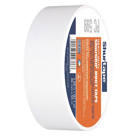 Shurtape Duct Tape, White, 60-1/8 yd L, 1-7/8 in W 105470