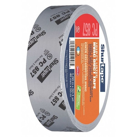 Shurtape Duct Tape, Silver, 60-1/8 yd L, 1-7/8 in W 101015