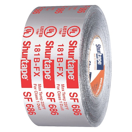 Shurtape Foil Tape, Aluminum, 33-3/8 yd L, 2-7/8 in W 111163