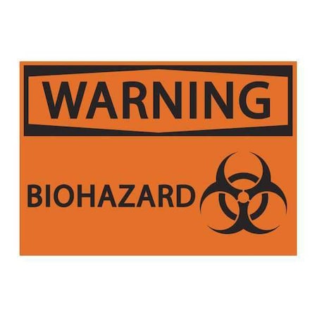 Zing Biohazard Sign, 7 in H, 10 in W, Plastic, Rectangle, English, 1919 1919