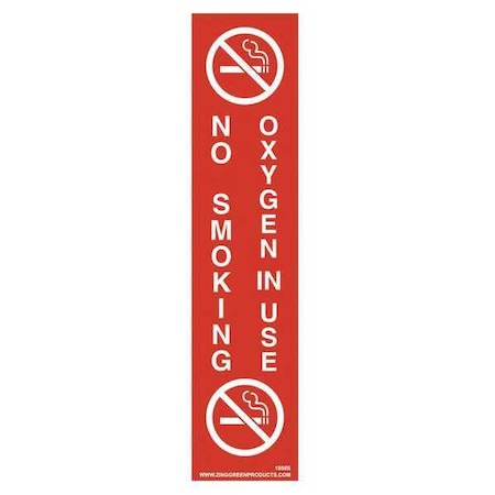 Zing Label, 9 in. H, Oxygen In Use No Smoking 1956S