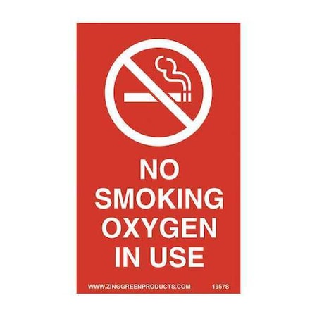 Zing Label, Oxygen In Use No Smoking, PK2 1957S