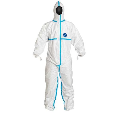 Dupont Hooded Disposable Coveralls, 5XL, White, Tyvek(R) 600 TY198TWH5X0025PI