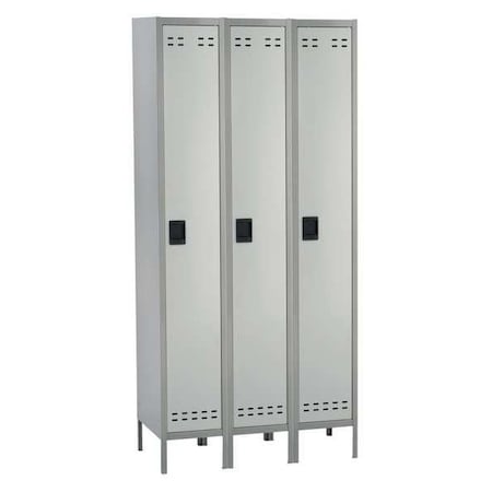 Safco Wardrobe Locker, 36 in W, 18 in D, 78 in H, (1) Tier, (3) Wide, Gray 5525GR
