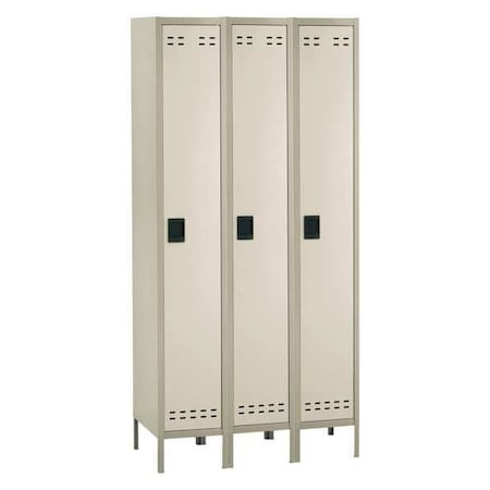 Safco Wardrobe Locker, 36 in W, 18 in D, 78 in H, (1) Tier, (3) Wide, Tan 5525TN
