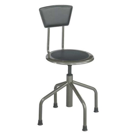 Safco Round Stool with Backrest, Height 16" to 22"Pewter 6668