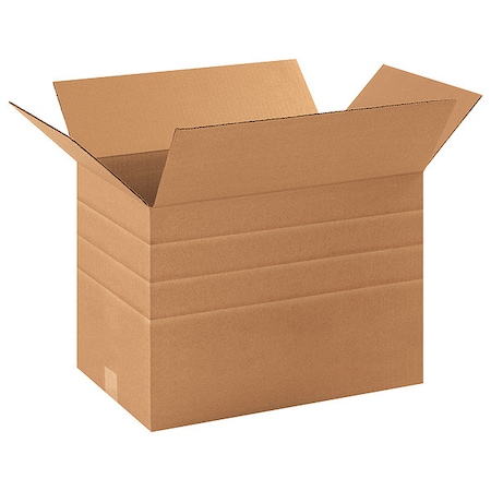 Zoro Select 17 1/4 in x 11 1/2 in x 12 in Multi-Depth Box, Kraft, Corrugate, Single Wall, 32 ECT 49J981