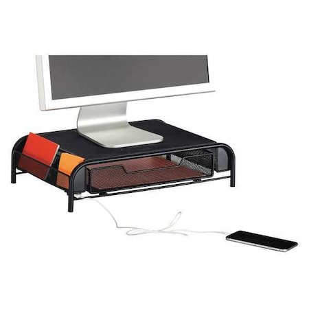 Safco Monitor Stand, Black, Includes USB Port 3230BL