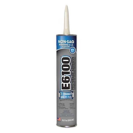 Eclectic Products Adhesive, E6100 Series, Cloudy White(Wet), Clear(Dry), 10.2 oz, Cartridge 252051