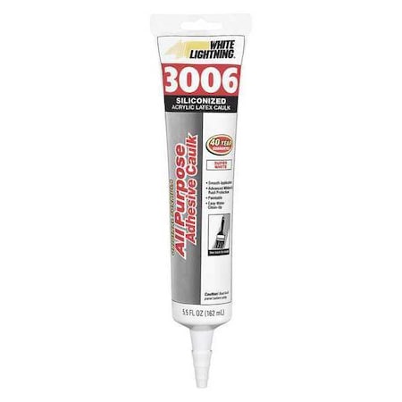 White Lightning Hybrid Caulk, 6 oz, Cartridge, White, Hybrid Base, 3006 W12AF0005