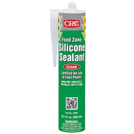 Crc Silicone Sealant, 10 oz, Cartridge, Clear, Silicone Base, Food Zone 14083