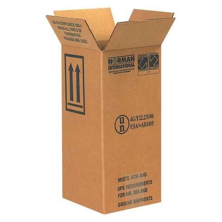 Partners Brand 6 in x 6 in x 12 3/4 in Plastic Jug Hazmat Box, Kraft, Corrugate, Single Wall, 44 ECT, 20 PK HAZ1050