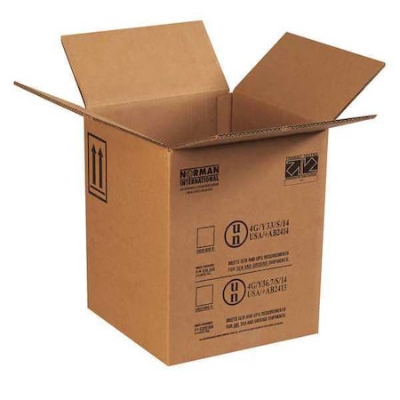 Partners Brand 12-1/2 in x 12 1/2 in x 15 1/8 in Hazmat Box, Kraft, Corrugate, Double Wall, 48 ECT, 10 PK HAZCO15GP