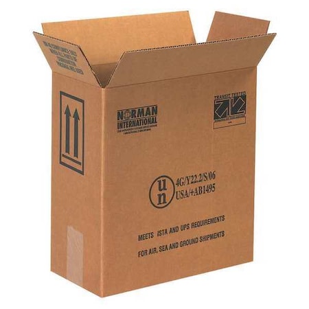 Partners Brand 12 in x 6 in x 12 3/4 in Plastic Jug Hazmat Box, Kraft, Corrugate, Single Wall, 44 ECT, 20 PK HAZ1051