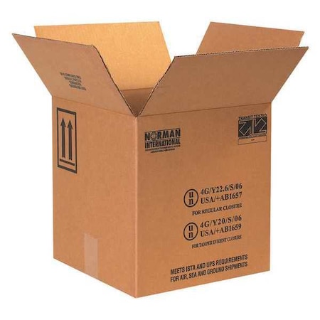 Partners Brand 12 1/4 in x 12 1/4 in x 12 3/4 in Plastic Jug Hazmat Box, Kraft, Corrugate, Single Wall, 44 ECT HAZ1052