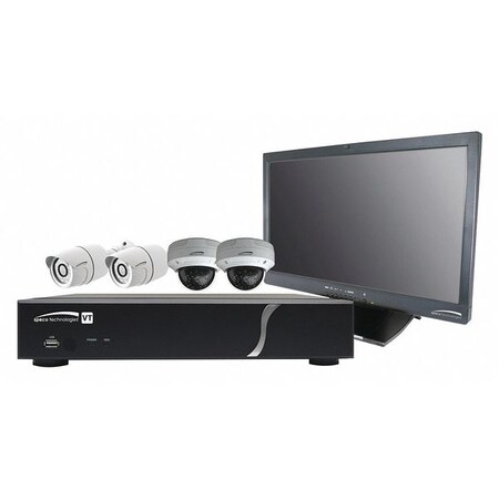 CCTV Kit 4 Chan 4-1/2 in Dia w/Monitor