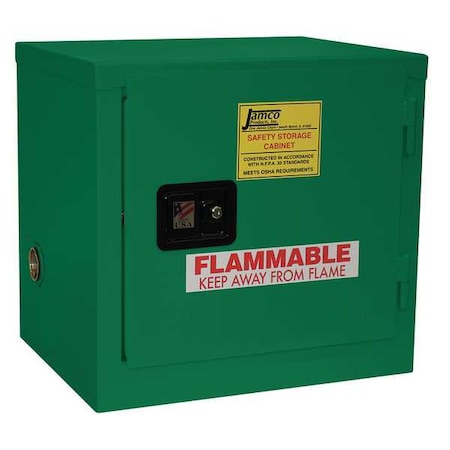 Jamco Hazardous Material Storage Cabinet, 6 gal, 1 Shelves, Steel, 23 in W x 22 in H x 18 in D, Green FK06