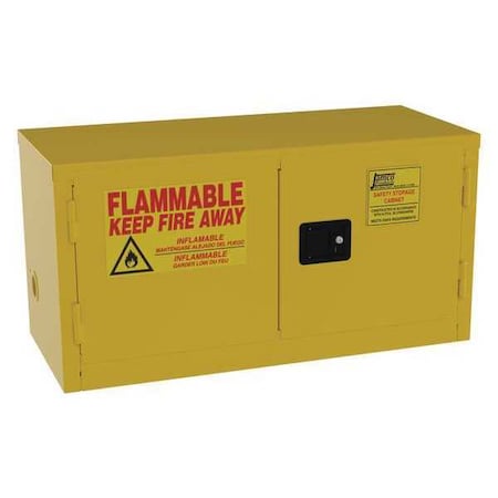 Jamco Hazardous Material Storage Cabinet, 15 gal, 0 Shelves, Steel, 43 in W x 22 in H x 18 in D, Yellow BU15YP
