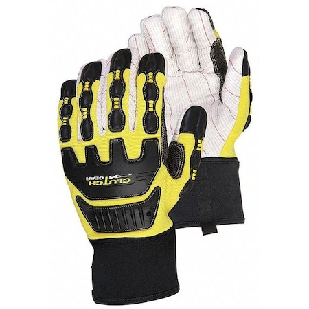 Superior Glove Mechanics Gloves, Xl, Black/Yellow, Lycra, Thermoplastic Q18VSB/XL
