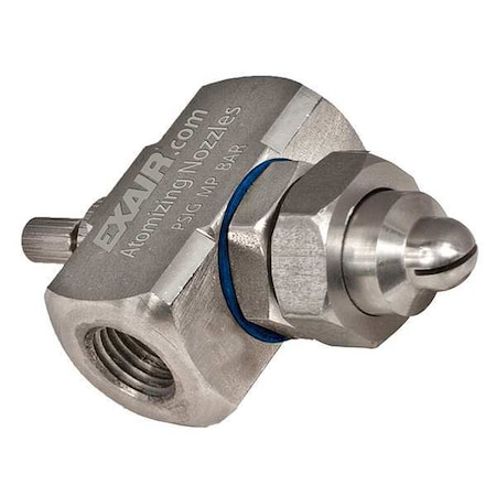 Exair Atomizing Spray Nozzle, 0.8 to 3.2 gph AF1010SS