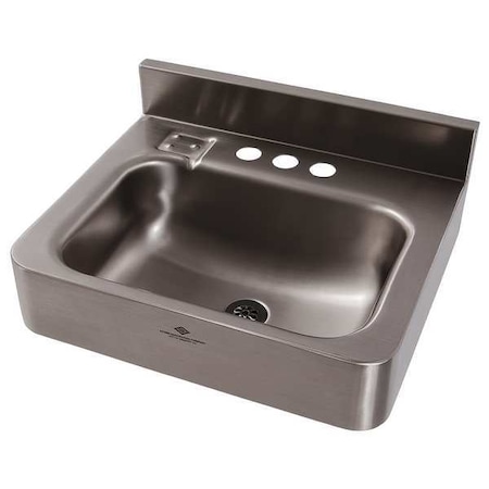 Acorn Controls Silver Bathroom Sink, Stainless Steel, Wall Mount Bowl Size 14-1/2" x 9-1/2" 1950-1-09-GT-H34