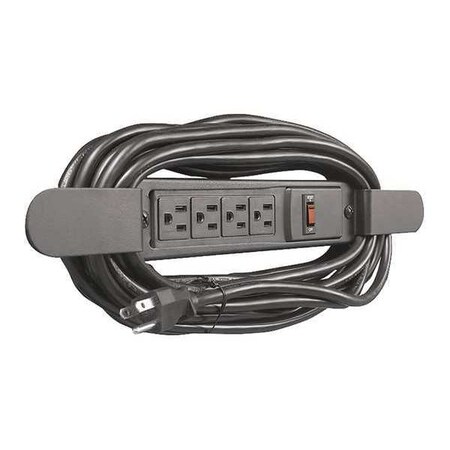 Mooreco Outlet Strip, Surge, 4 5-15R, 5-15P, 25 ft., Black 66450