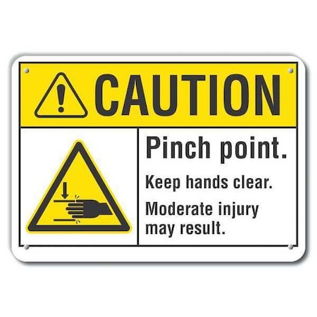Lyle Reflective  Pinch Point Caution Sign, 10 in Height, 14 in Width, Aluminum, Horizontal Rectangle LCU3-0001-RA_14x10
