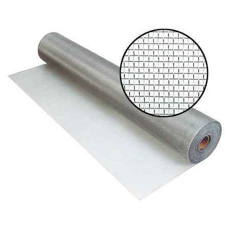 Phifer Door and Window Screen, Aluminum, 72 in W, 100 ft L, 0.01 in Wire Dia, Silver 3000742